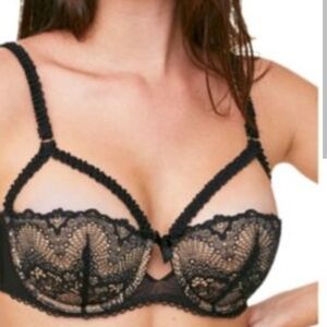 Adore Me Black Lace Push Up Underwire Bra